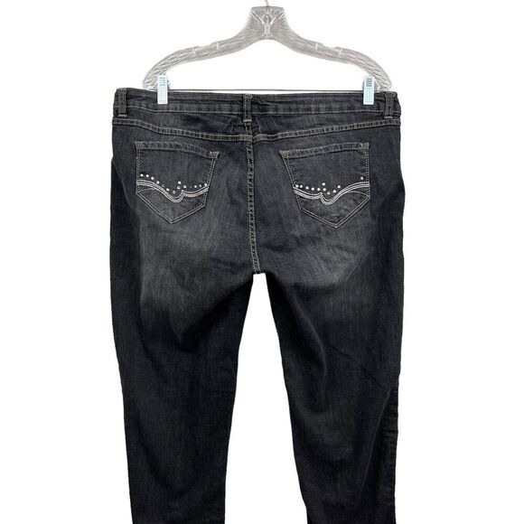 South Pole Jeans Stretch Tapered Leg Rhinestone Pockets Zip Fly Black Women 17 - Picture 6 of 6